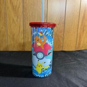 Pokémon tie dye‎ cup with straw NEW